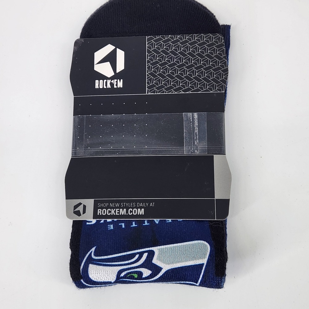 Rock Em Seattle Seahawks NFL Crew Socks Mens Navy Blue Camo Football‎ Fan Gear